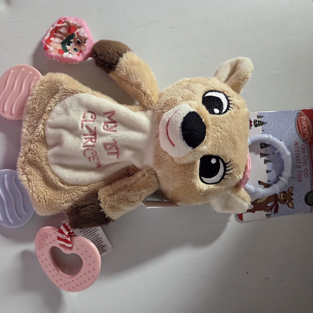 Tan and Pink Reindeer Plush Toy